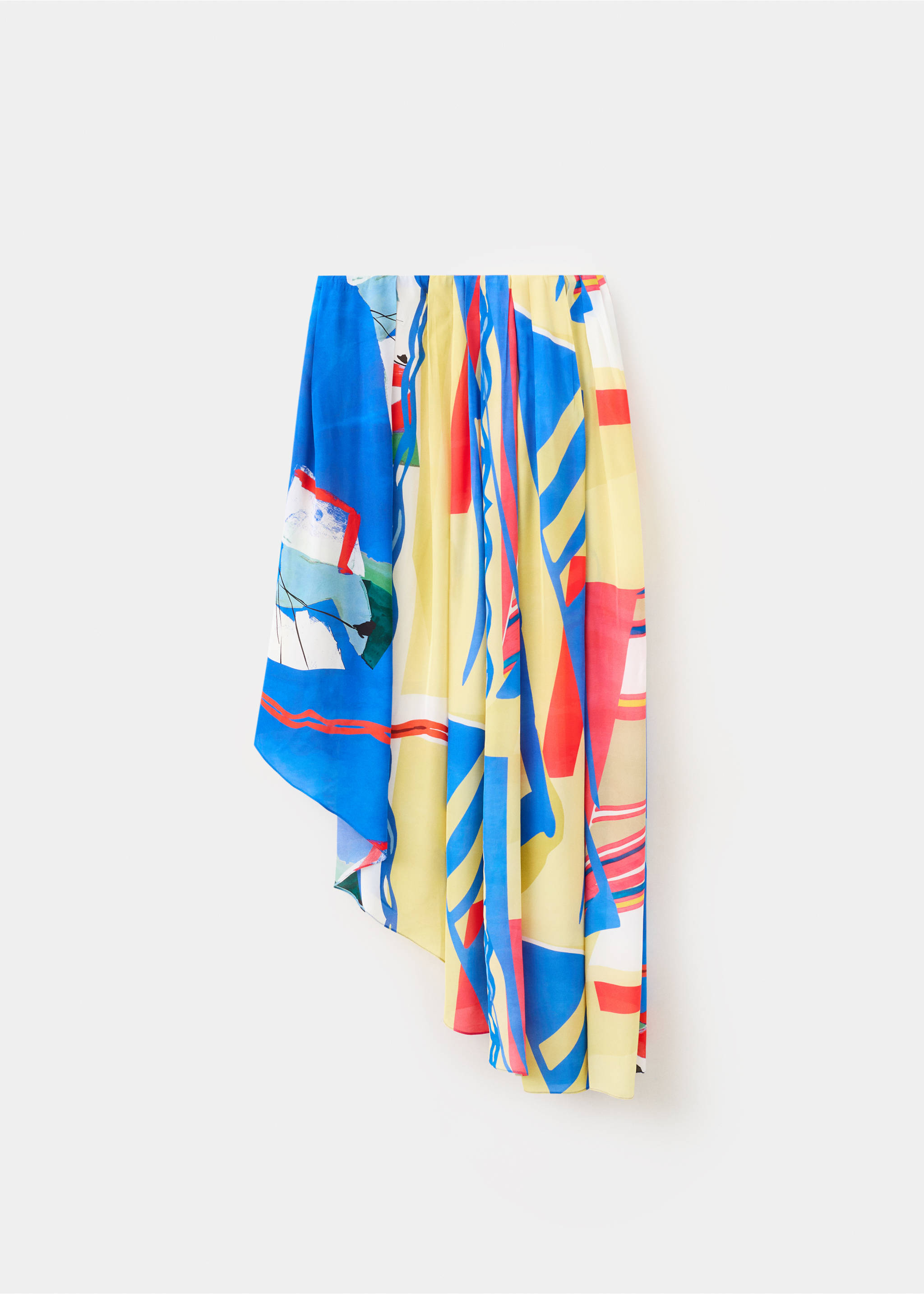 Asymmetrical printed skirt - Article without model, Blue. Ref: 27077801-00.