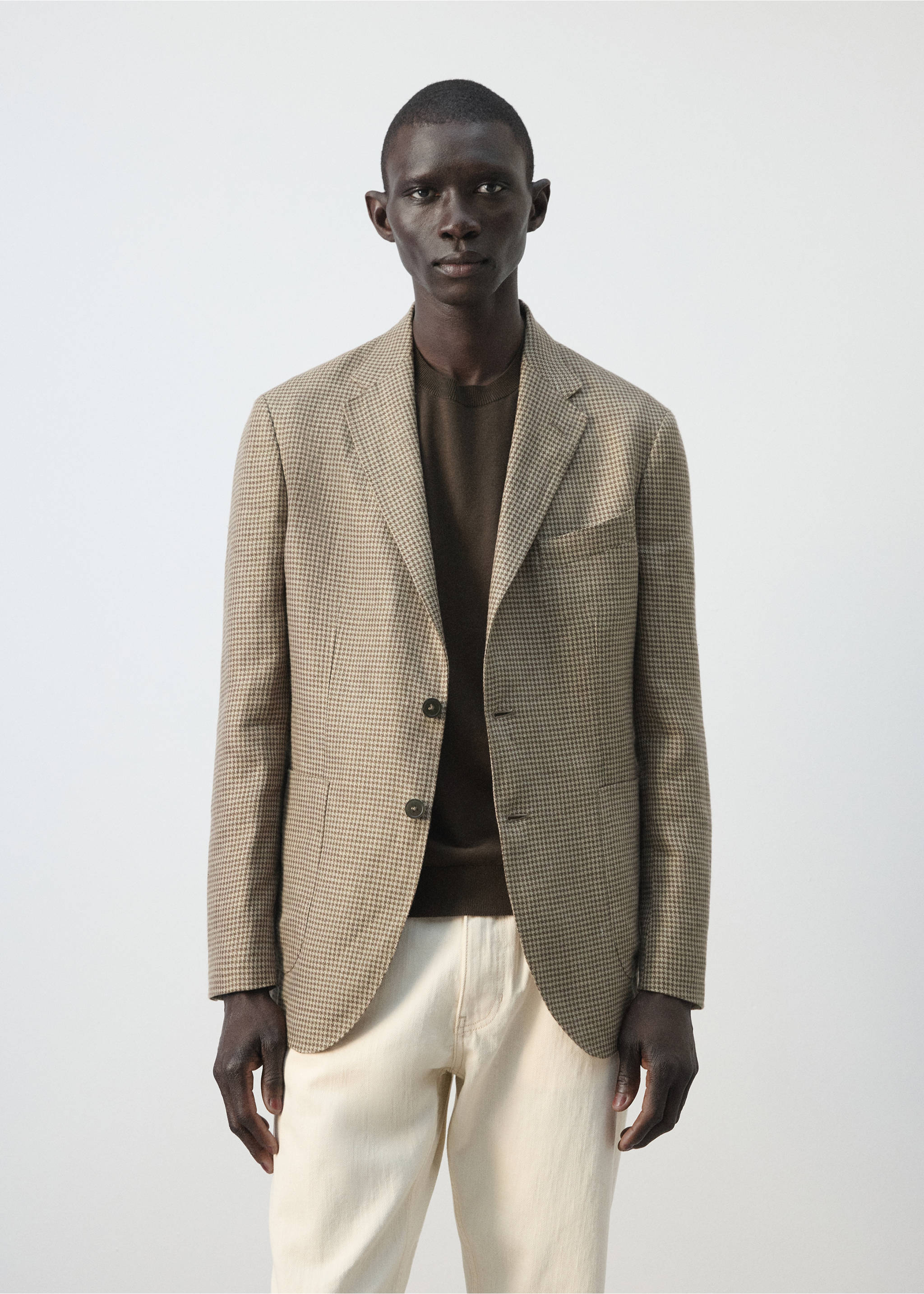 Blazer 100% linnen met opgestikte zakken - Middenvlak, Bruin. Ref: 27077891-00.