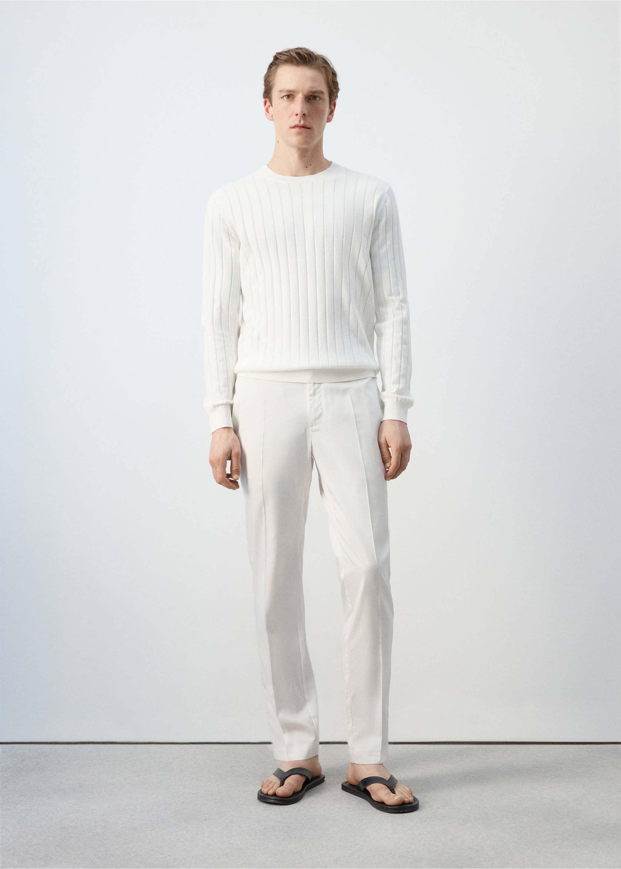 Regular-fit lyocell trousers - General plane, Off White. Ref: 27077894-00.