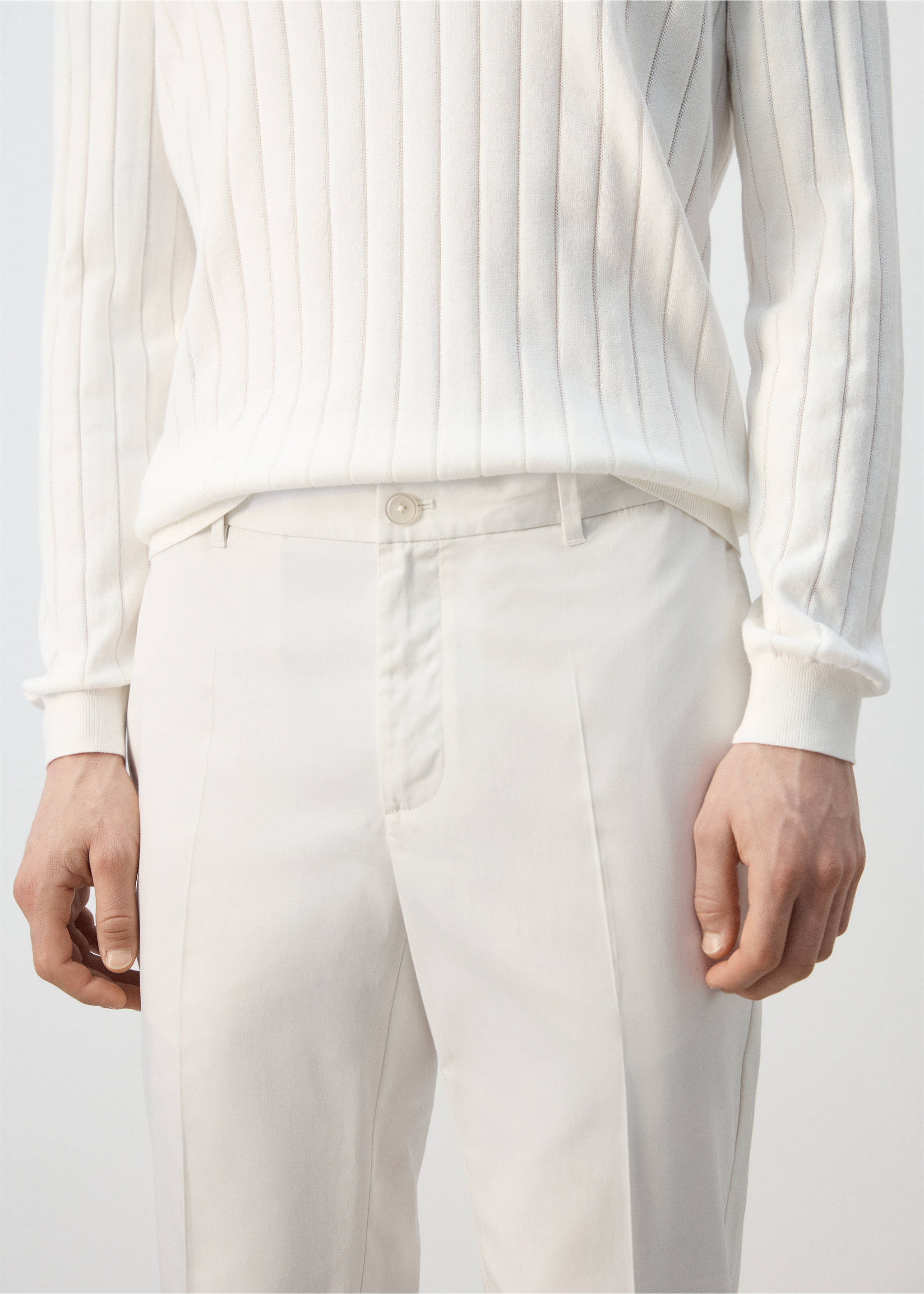 Regular-fit lyocell trousers - Details of the article 1, Off White. Ref: 27077894-00.