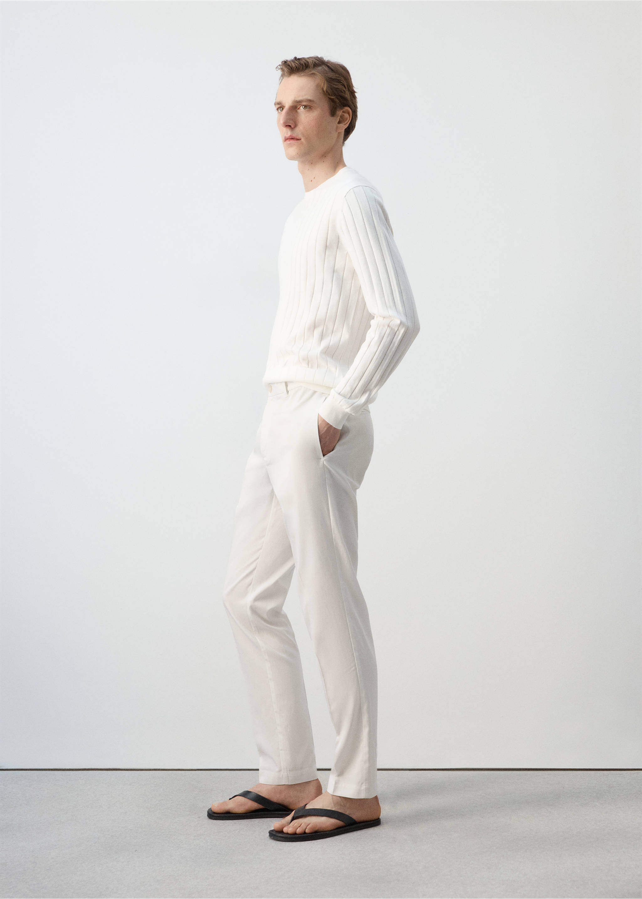 Regular-fit lyocell trousers - Details of the article 2, Off White. Ref: 27077894-00.