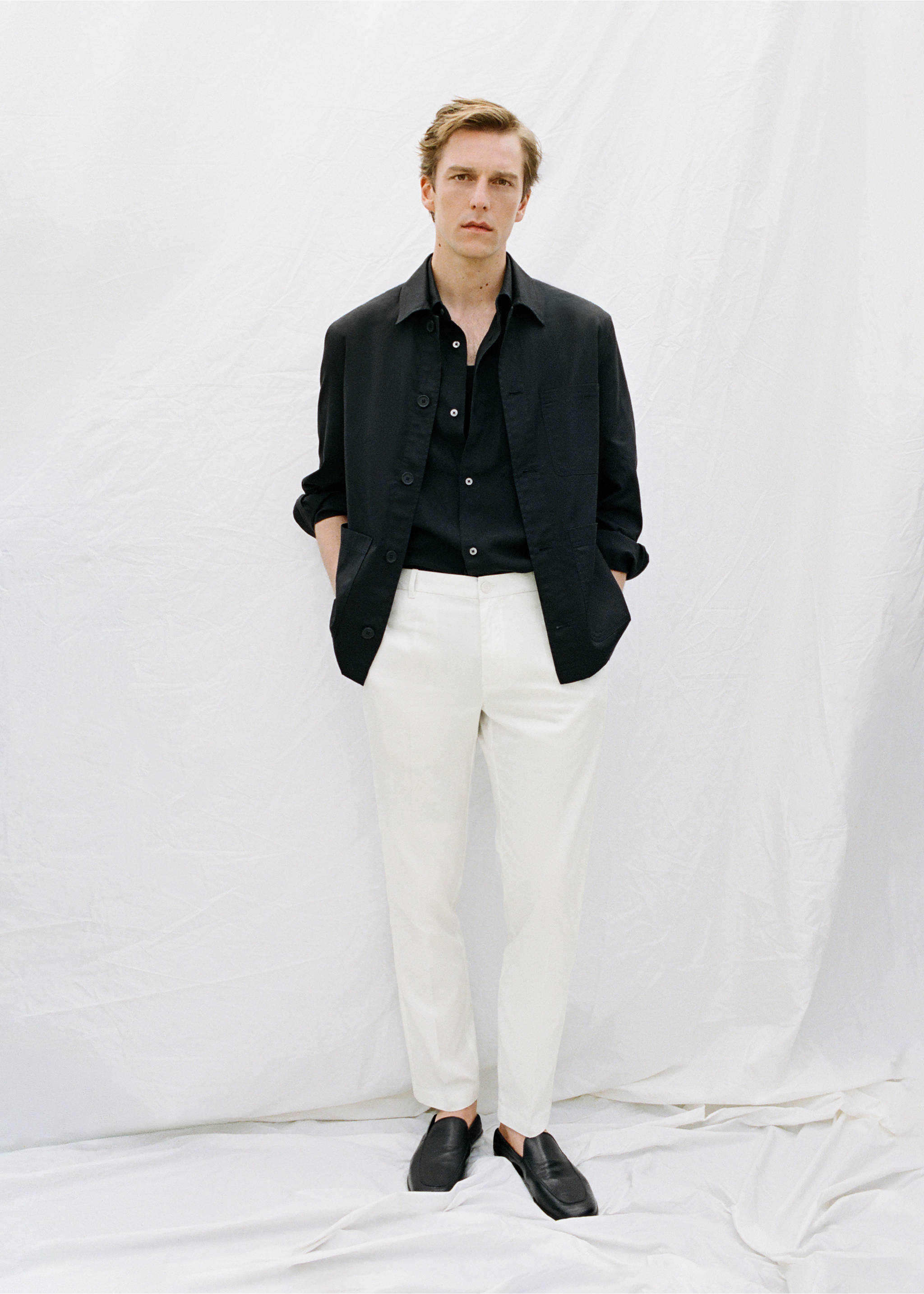 Pantalón lyocell regular fit - Detalle del artículo 5, Blanco roto. Ref: 27077894-00.