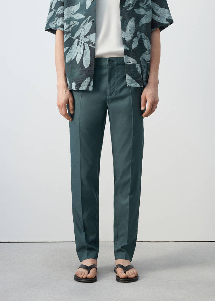 Regular-fit lyocell trousers — Forest Green