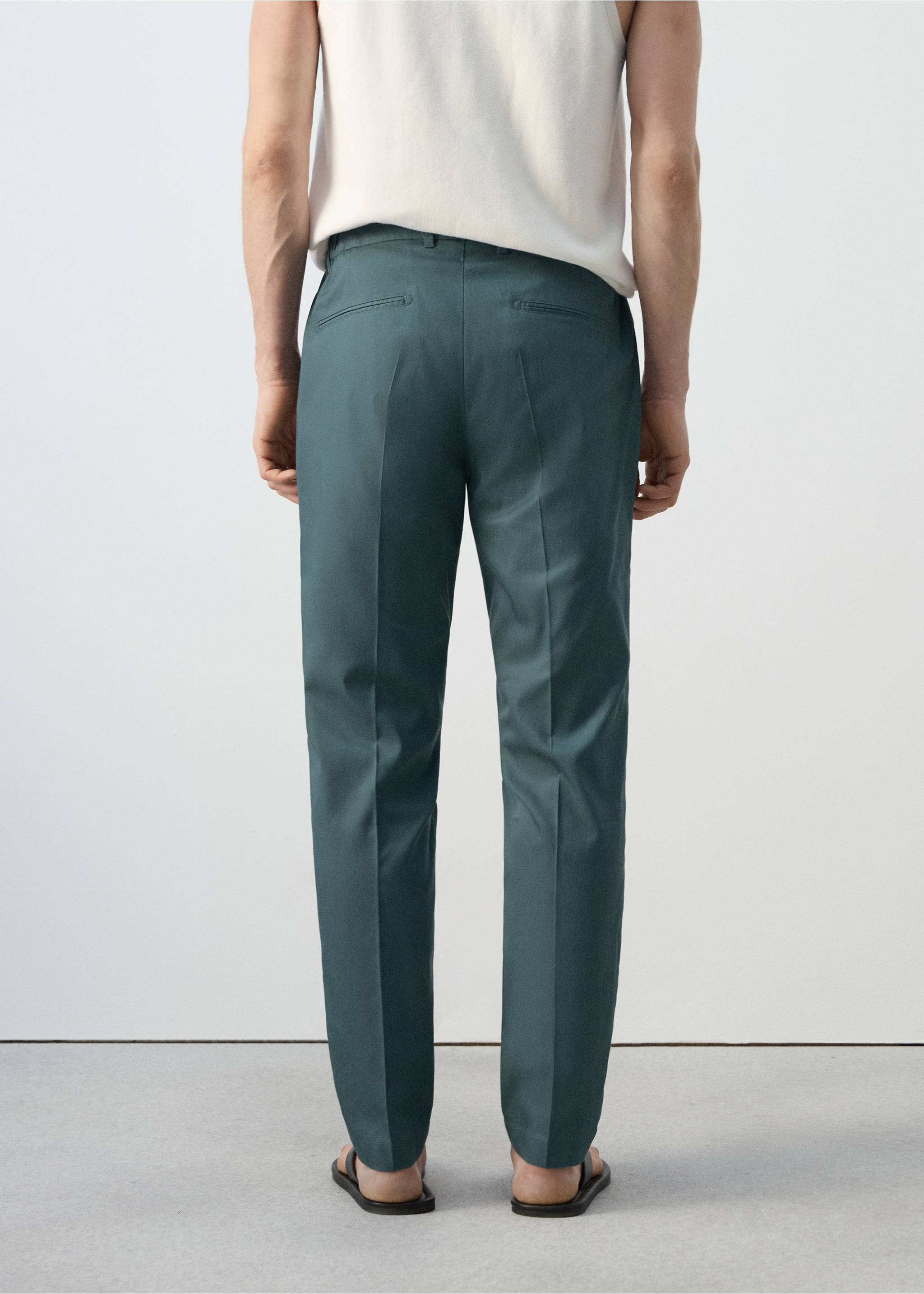 Regular-fit lyocell trousers - Reverse of the article, Forest Green. Ref: 27077894-00.