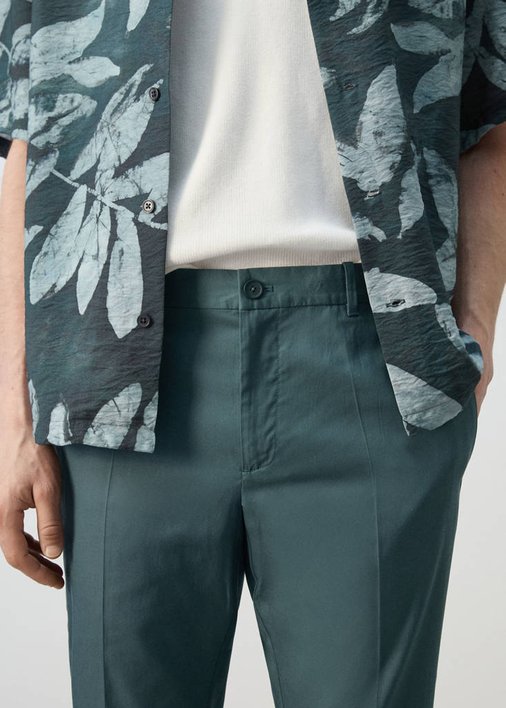 Regular-fit lyocell trousers — Forest Green