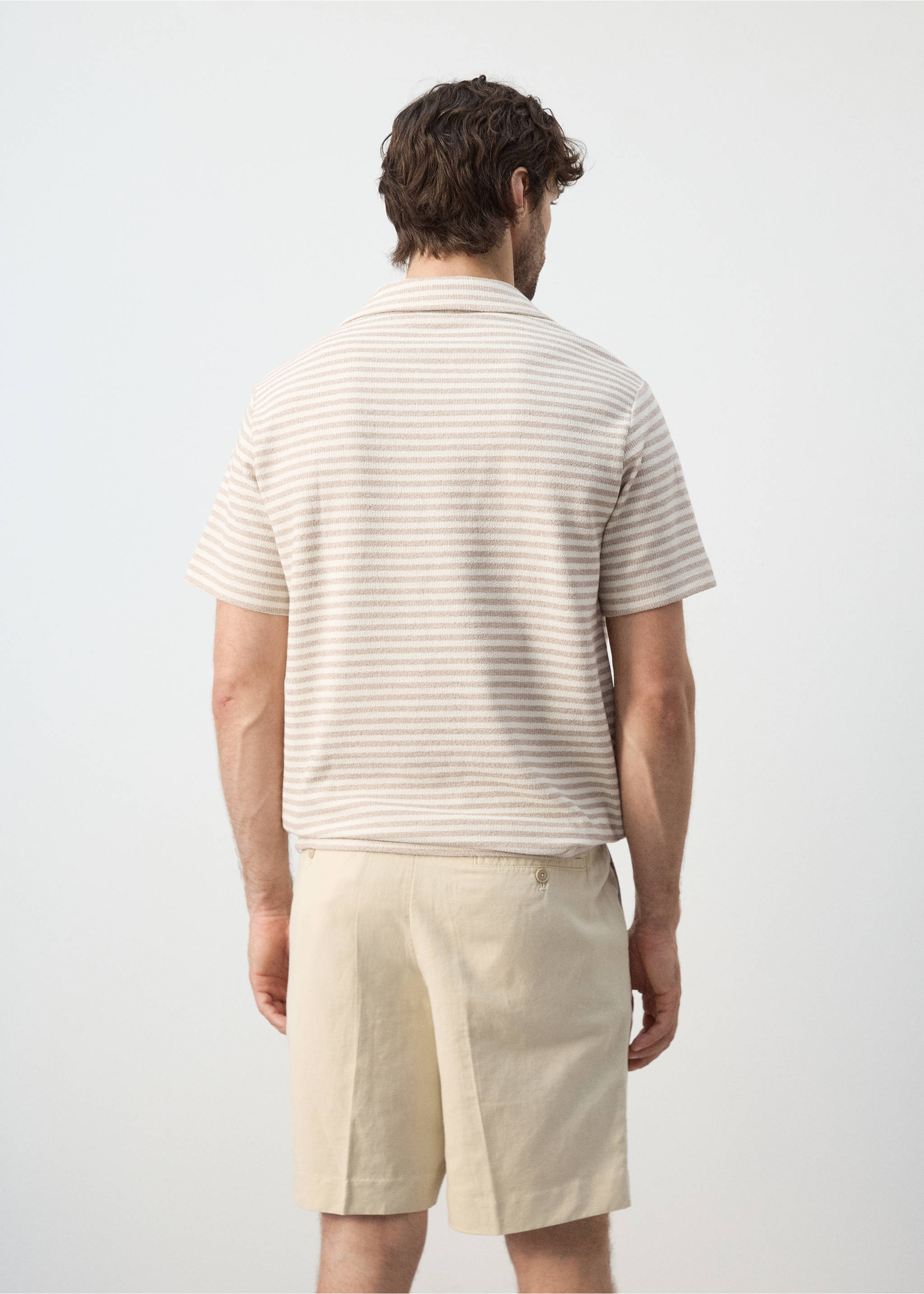 Regular fit textured stripe polo - Reverse of the article, Beige. Ref: 27077896-00.