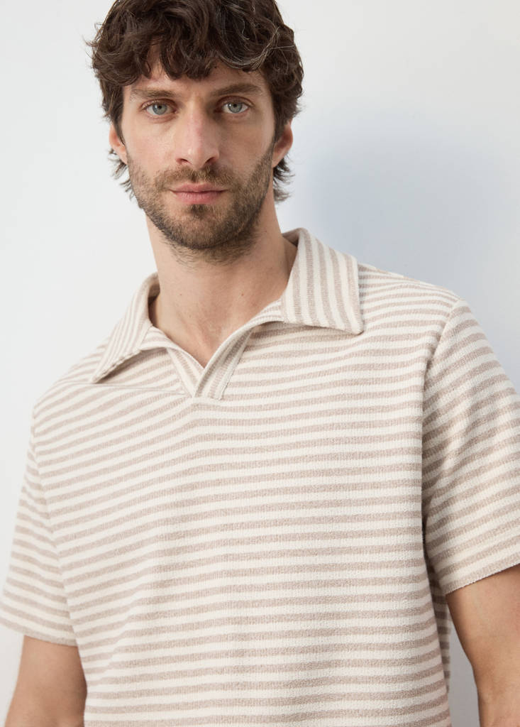 Regular fit textured stripe polo — Beige