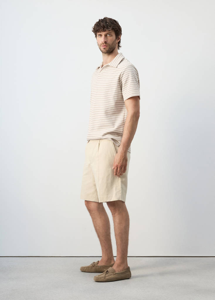 Regular fit textured stripe polo — Beige