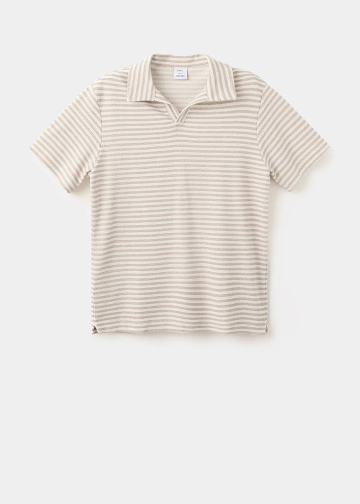 Regular fit textured stripe polo — Beige