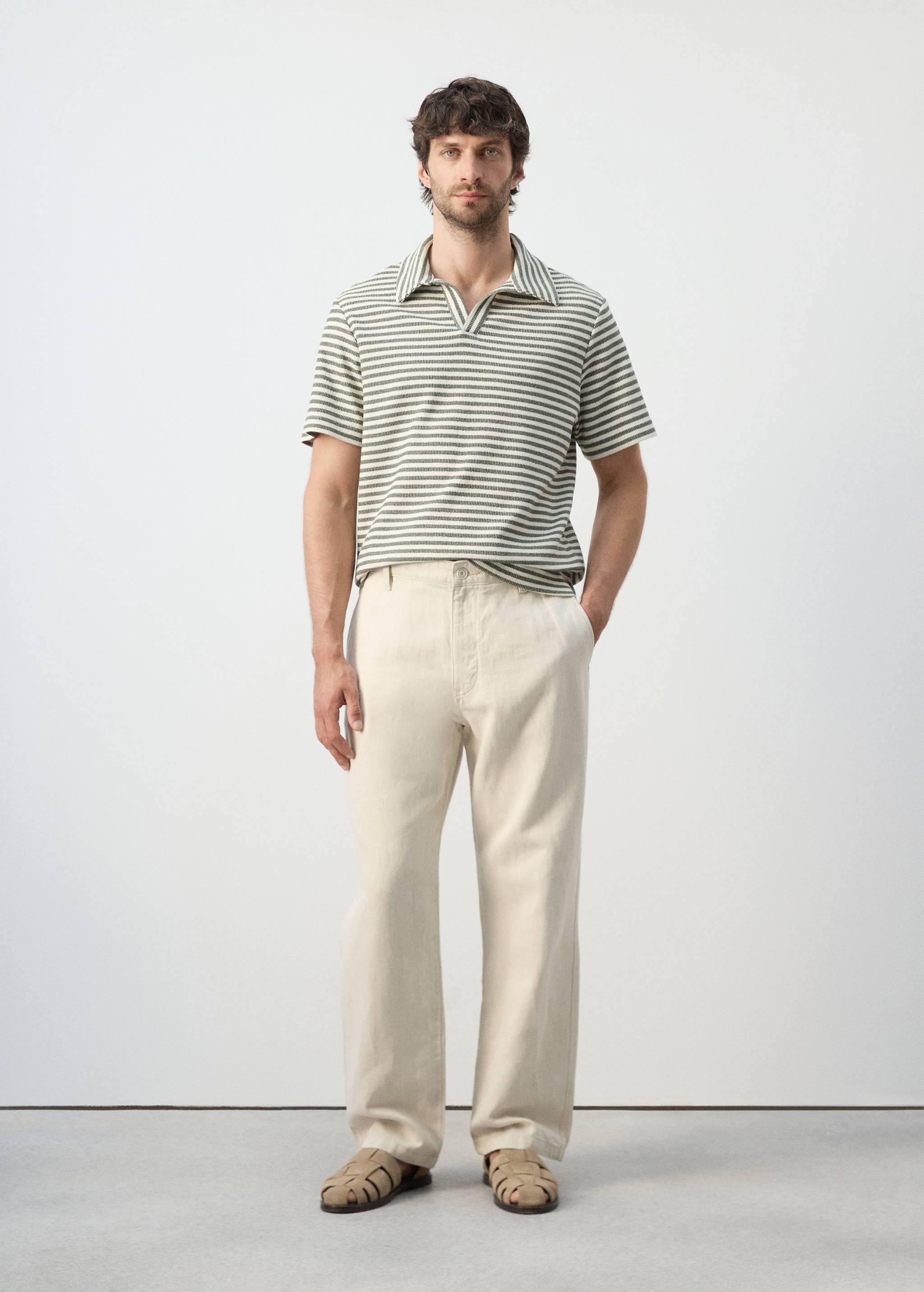 Regular fit textured stripe polo - General plane
