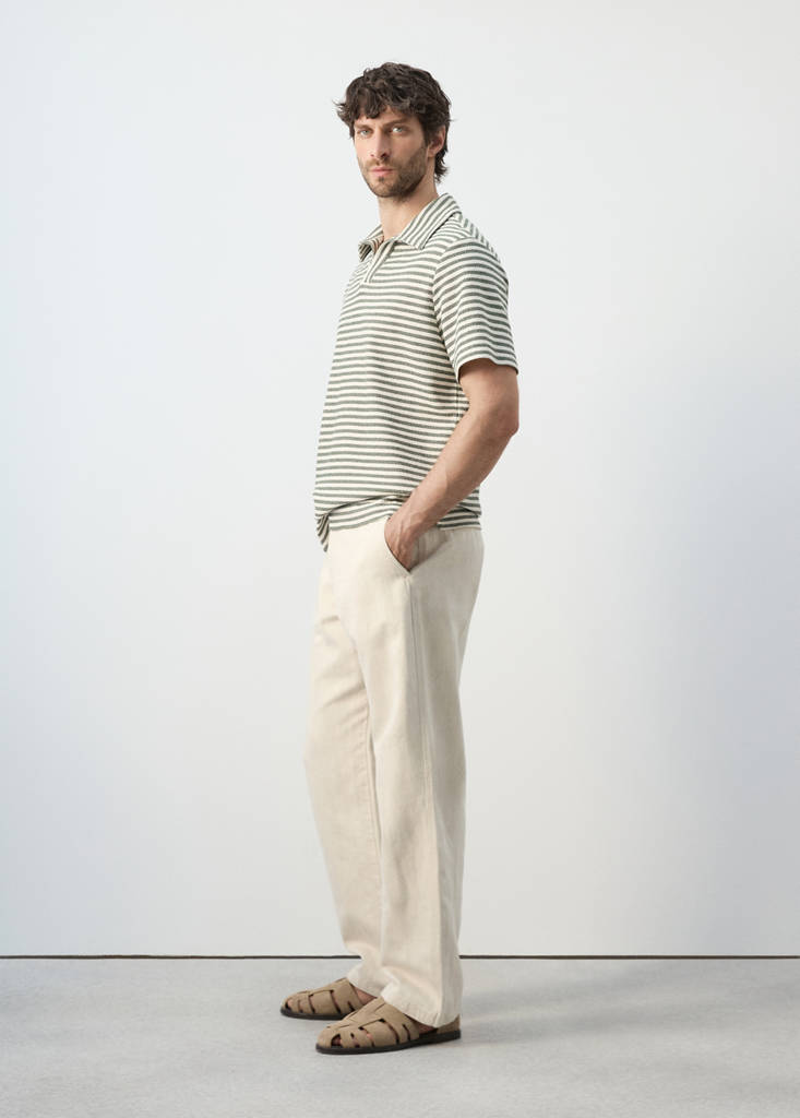 Regular fit textured stripe polo — Forest Green