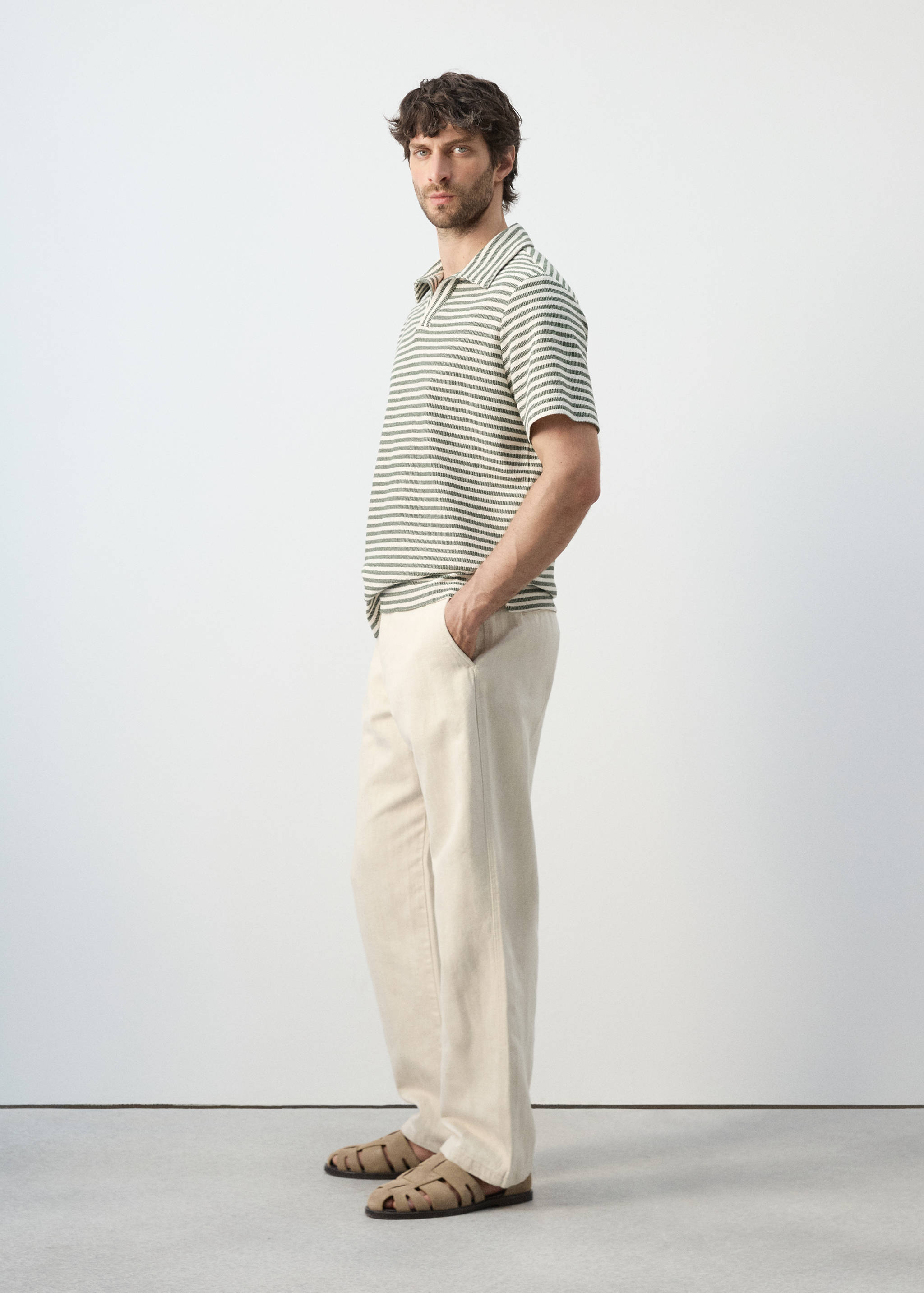 Regular fit textured stripe polo - Details of the article 2