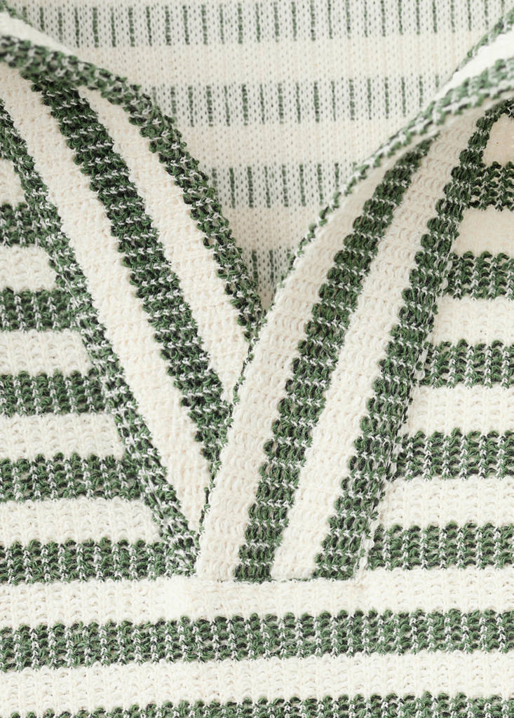 Regular fit textured stripe polo — Forest Green