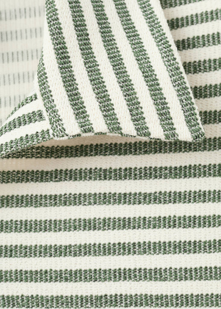 Regular fit textured stripe polo — Forest Green