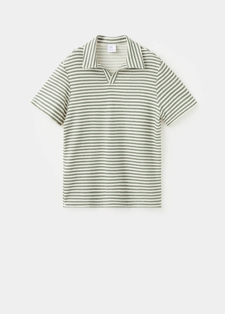 Regular fit textured stripe polo — Forest Green