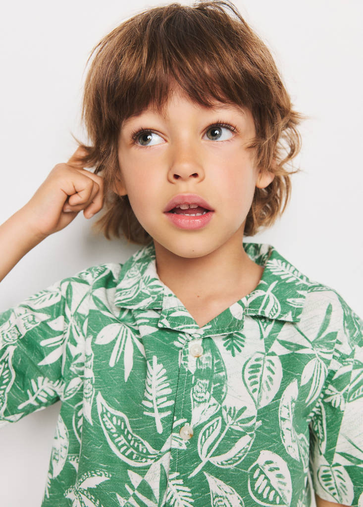 Floral-print cotton shirt — Green