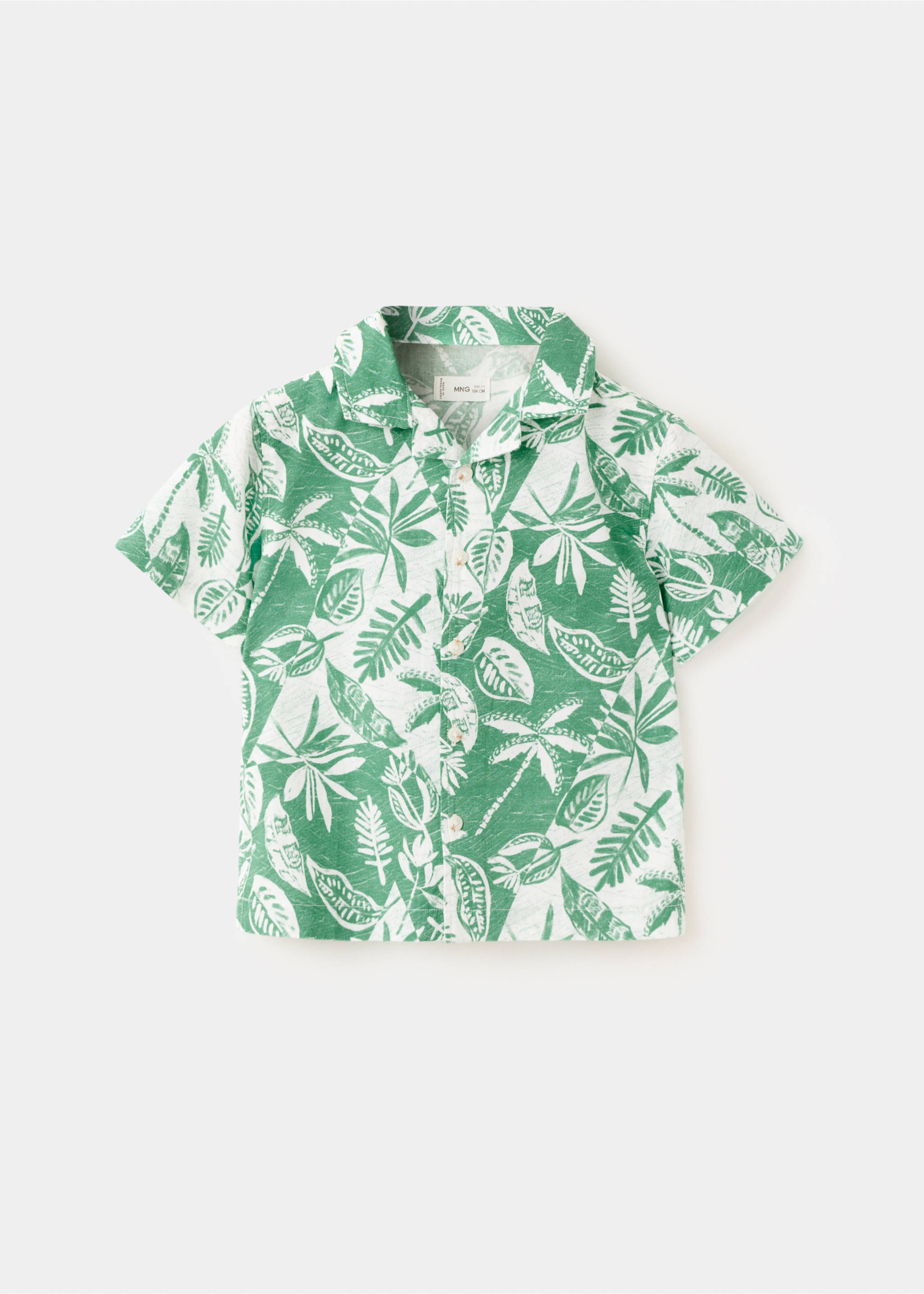 Floral-print cotton shirt - Article without model, Green. Ref: 27077898-00.