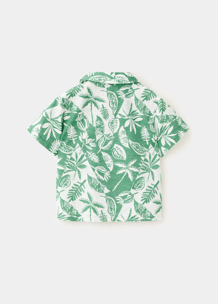 Floral-print cotton shirt — Green
