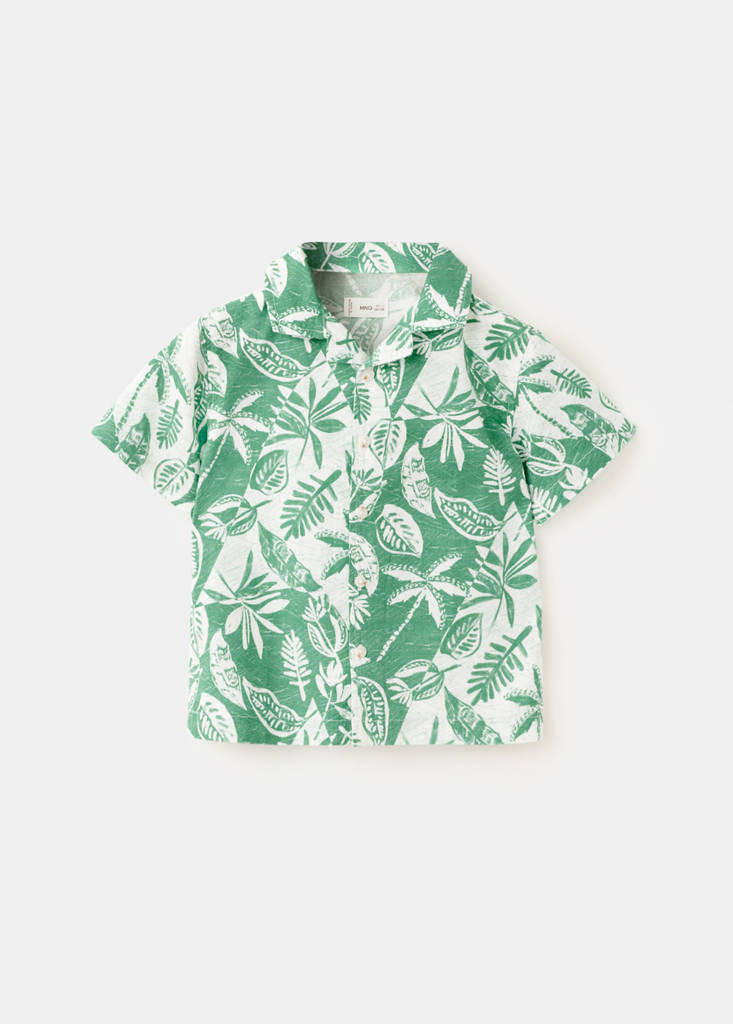 Floral-print cotton shirt — Green