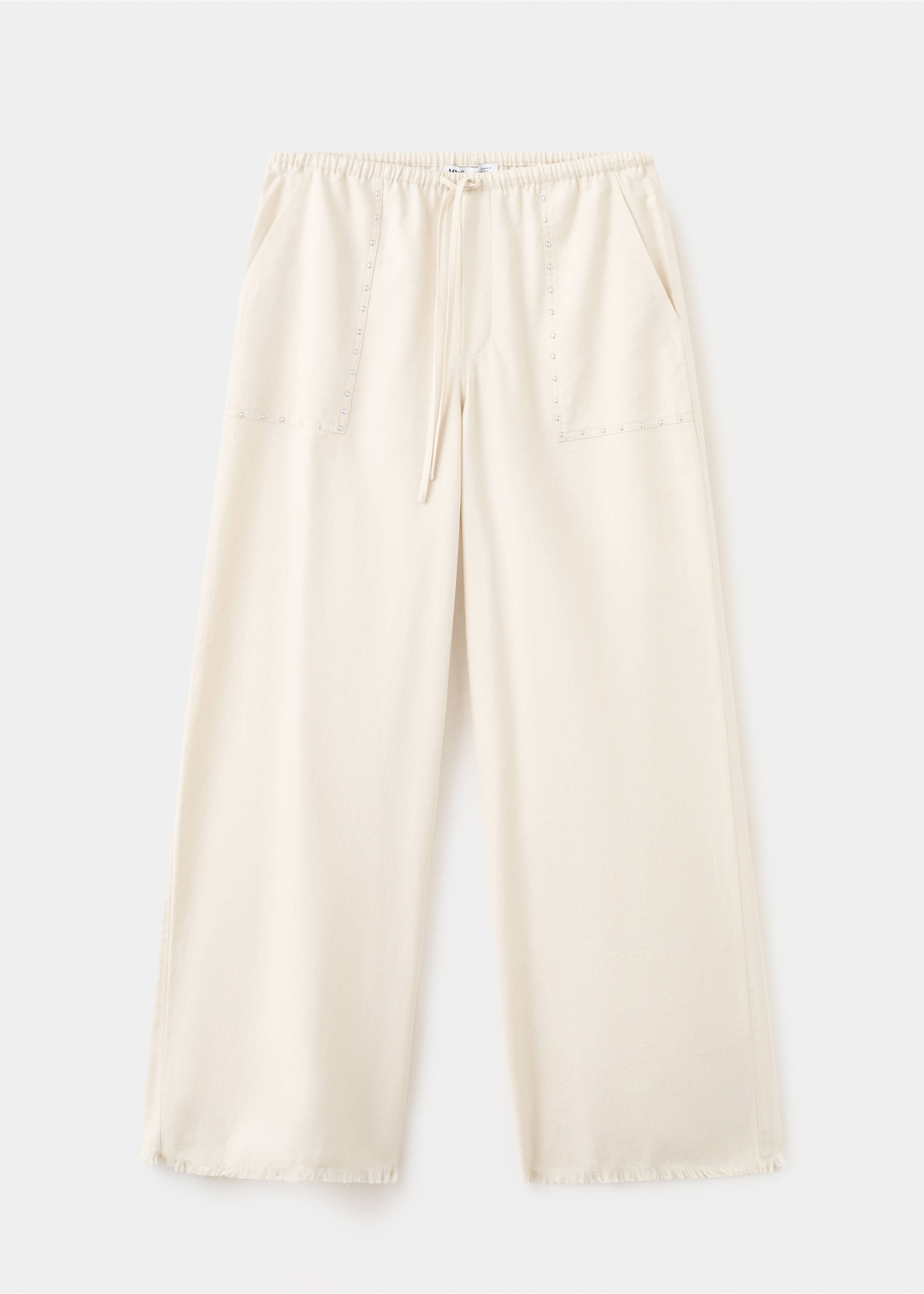 Fließende Hose mit Nieten - Artikel ohne Model, Sandfarben. Ref: 27077900-00.