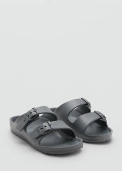 Rubberised buckle sandals — Charcoal 2