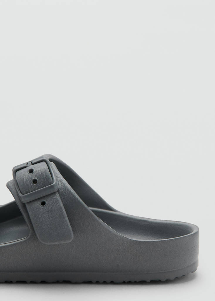 Rubberised buckle sandals — Charcoal