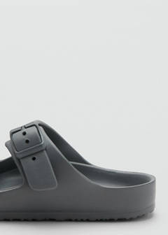 Rubberised buckle sandals — Charcoal 3