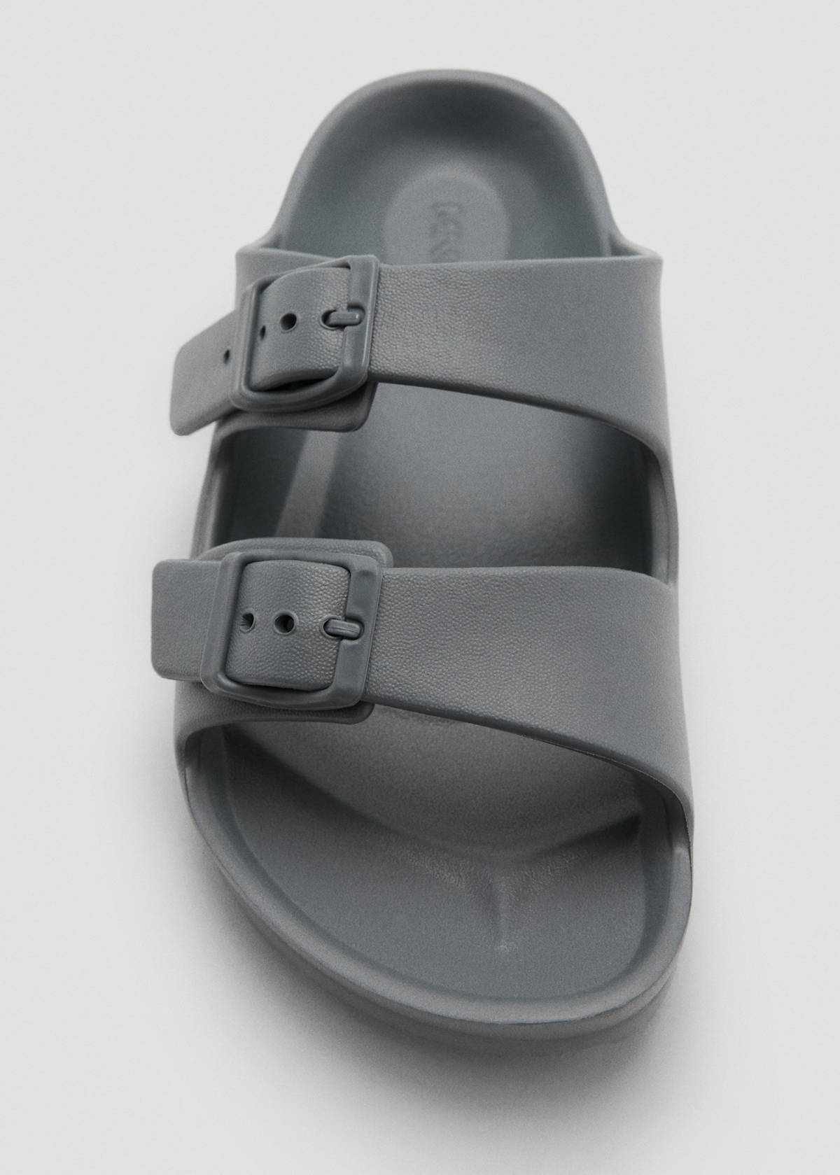 Rubberised buckle sandals — Charcoal