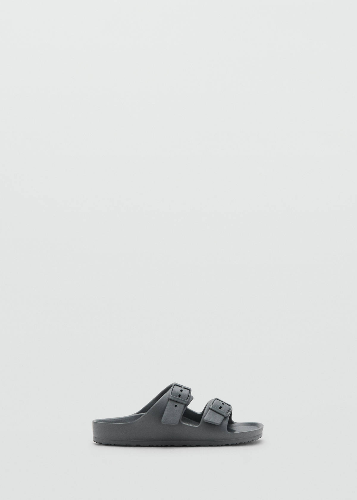 Rubberised buckle sandals — Charcoal