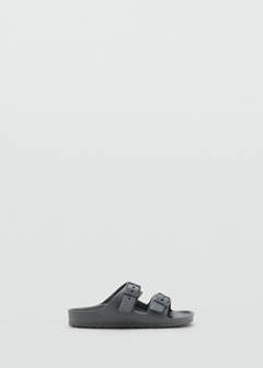 Rubberised buckle sandals — Charcoal 1