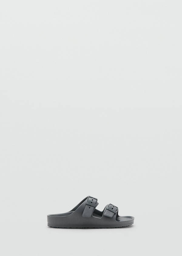 Rubberised buckle sandals — Charcoal