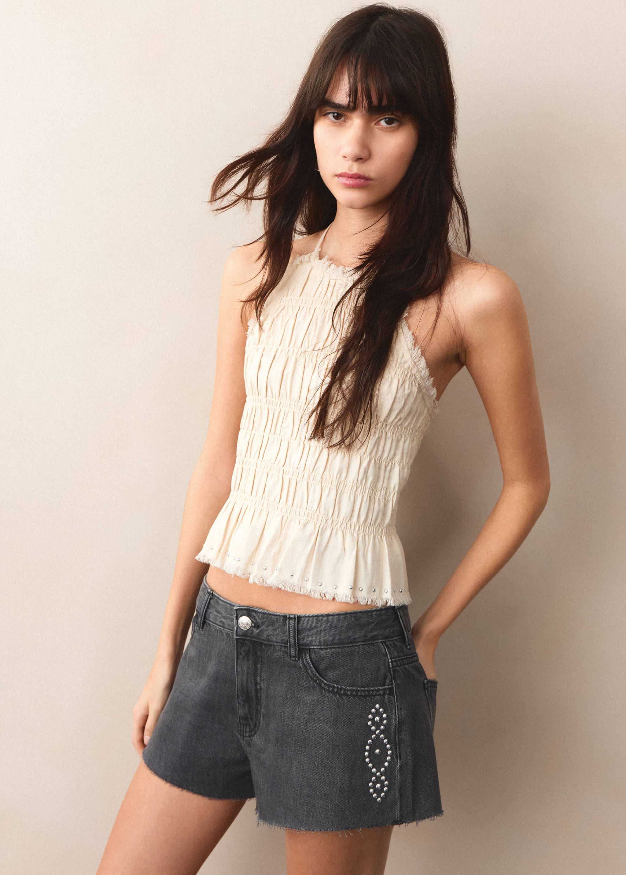 شورتات خصر عالي مع دبابيس - رؤية وسط