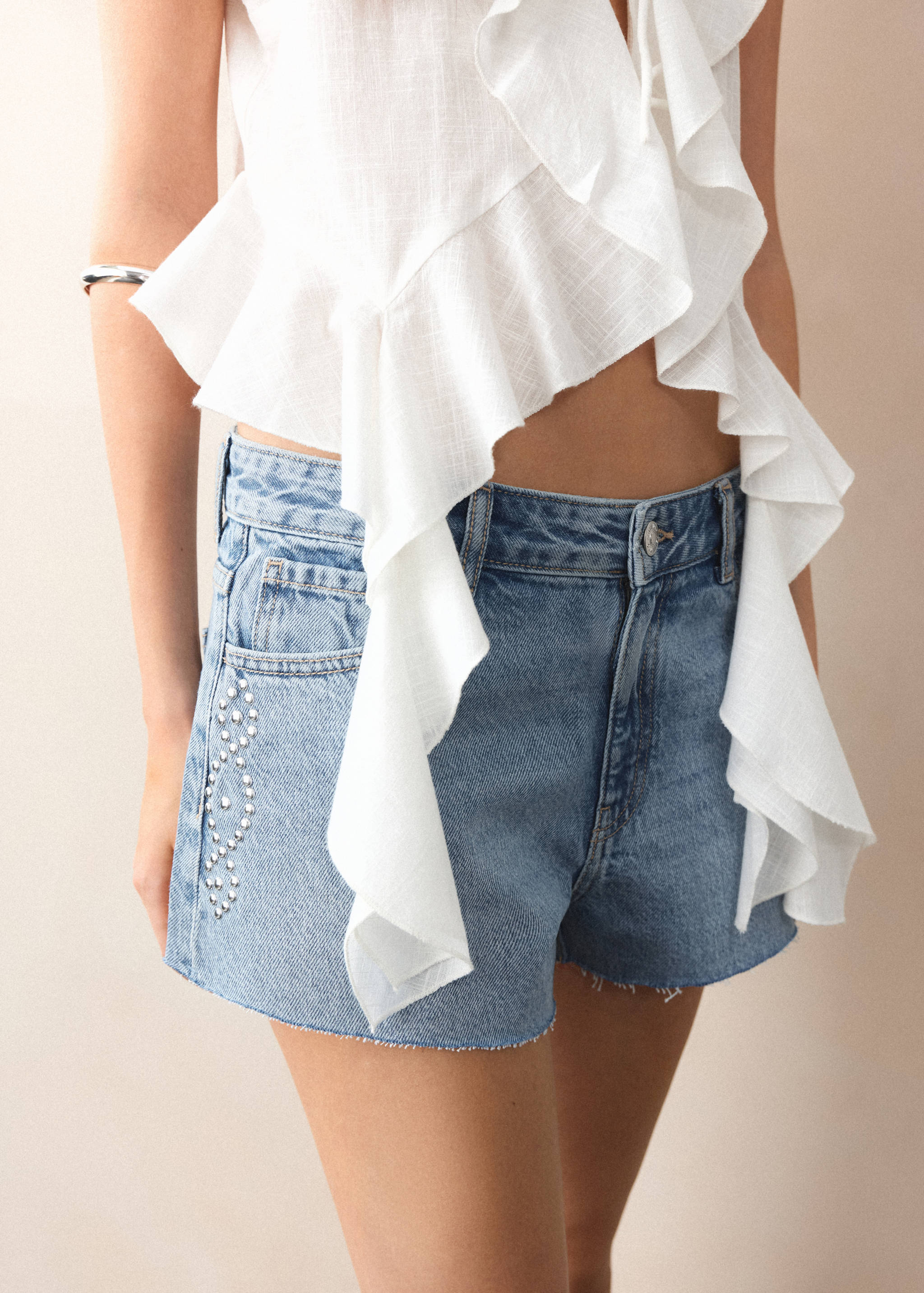 شورتات خصر عالي مع دبابيس - تفاصيل المنتج 6