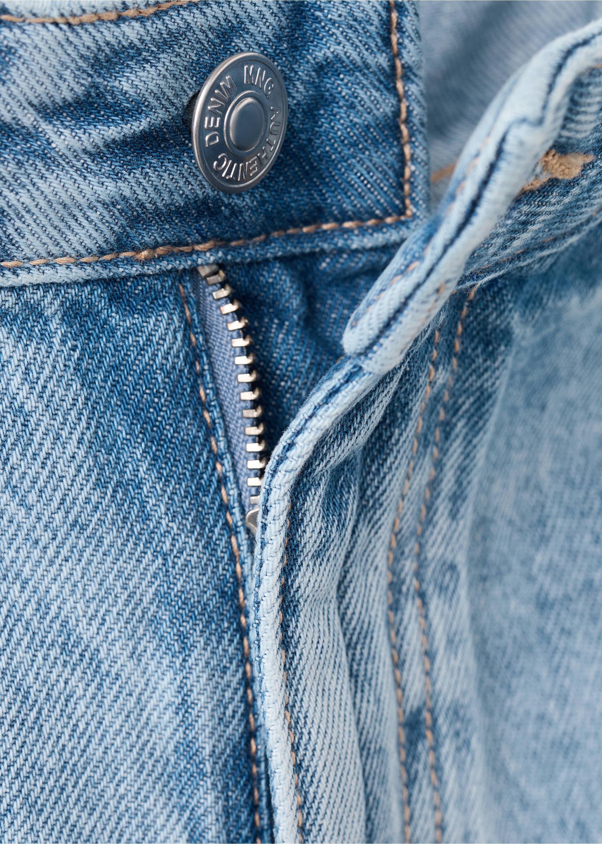 High-waisted studded shorts - Details of the article 8, Medium Blue. Ref: 27077903-00.