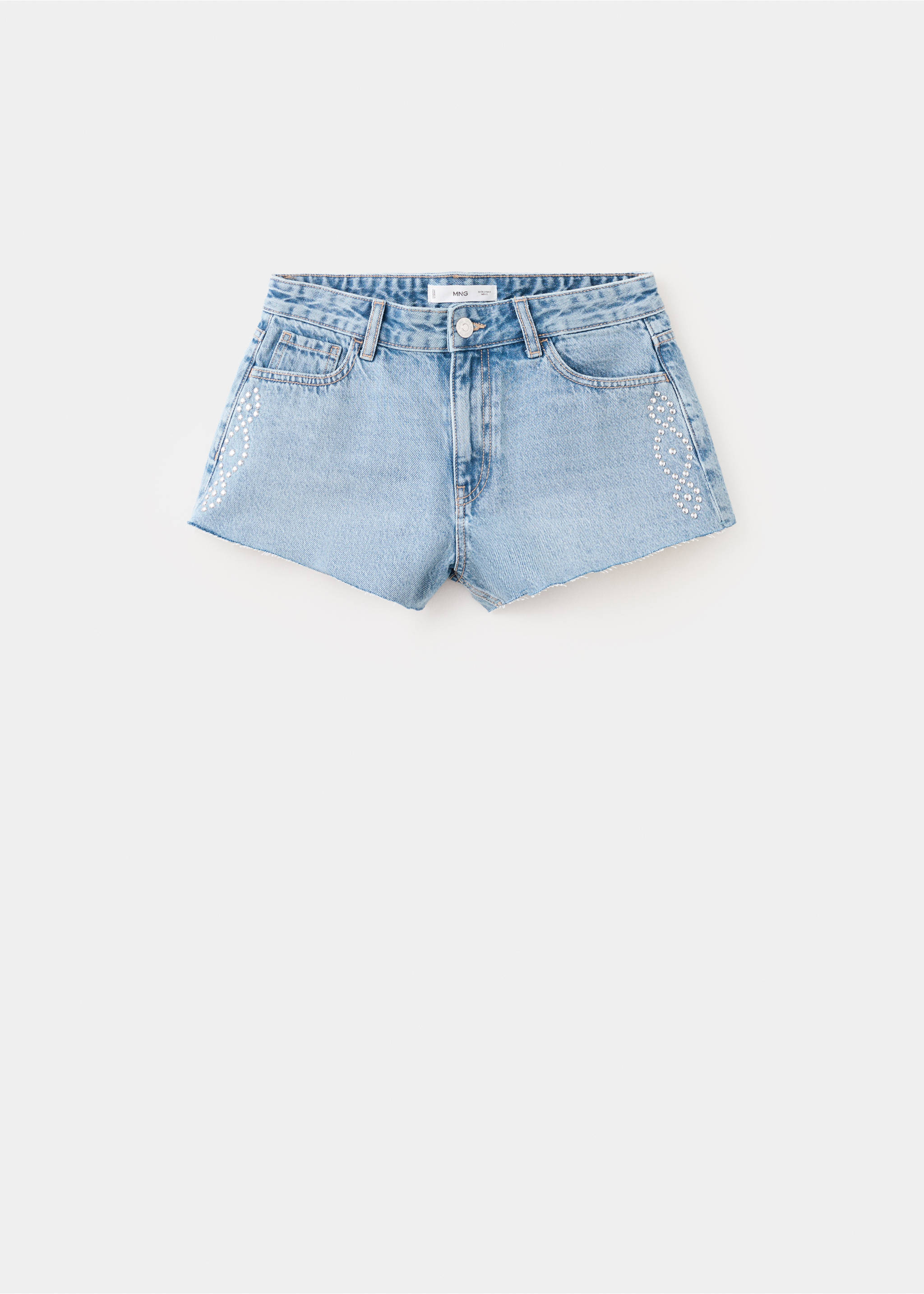 High-waisted studded shorts - Article without model, Medium Blue. Ref: 27077903-00.