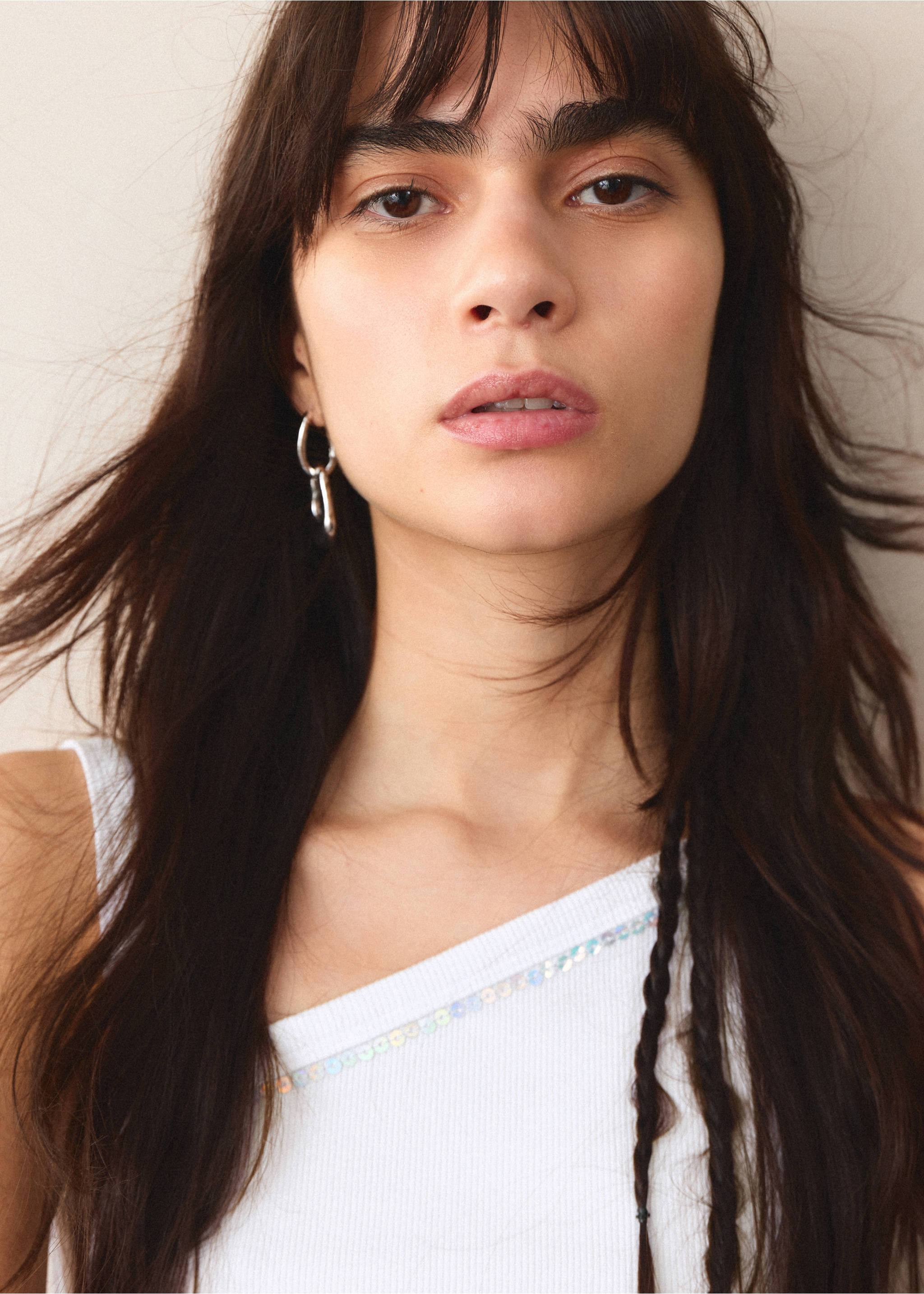 Top asimmetrico cotone - Dettaglio dell'articolo 1, Bianco sporco. Ref: 27077905-00.