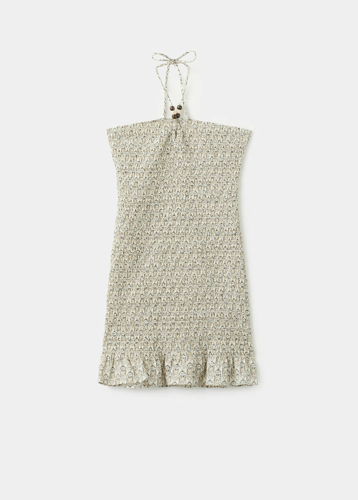Halter neck ruched dress — Off White