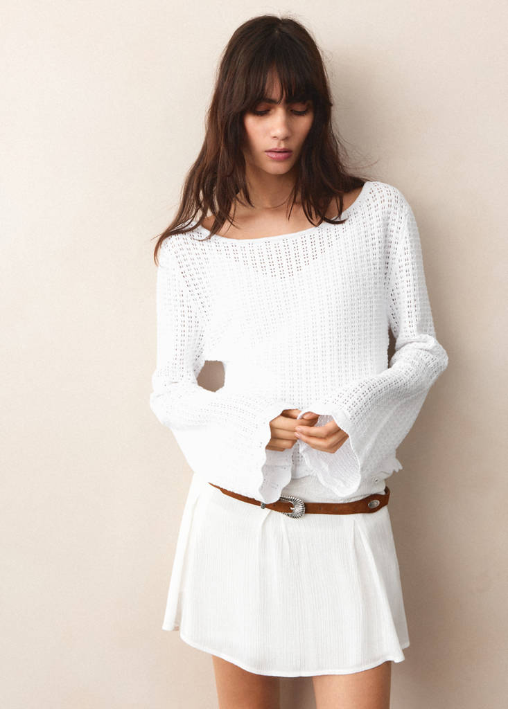 Knitted ribbed sweater — White