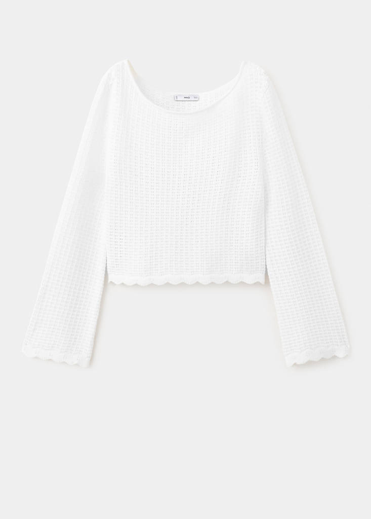 Knitted ribbed sweater — White