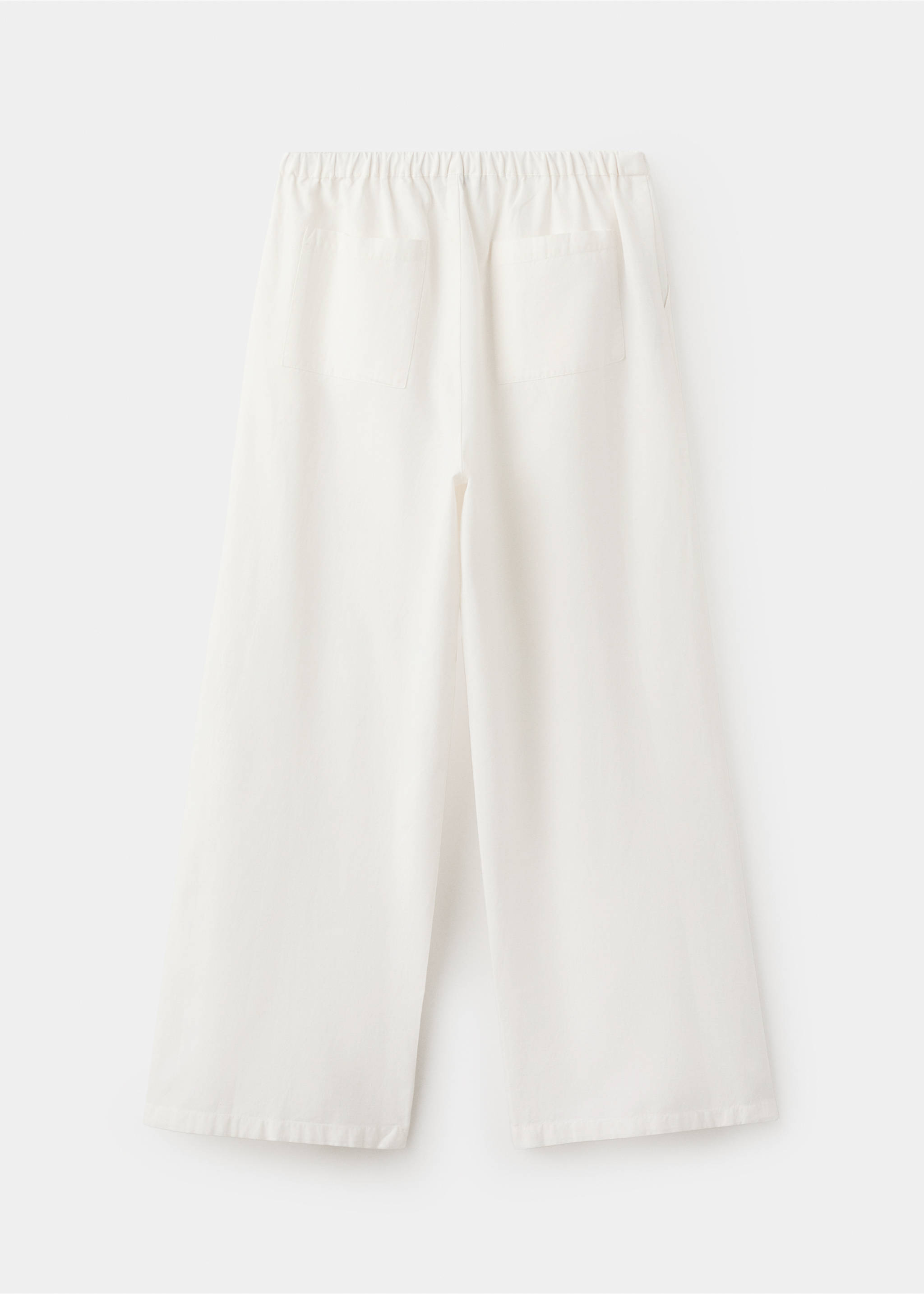 Straight-leg linen-cotton blend trousers - Reverse of the article, White. Ref: 27077908-00.