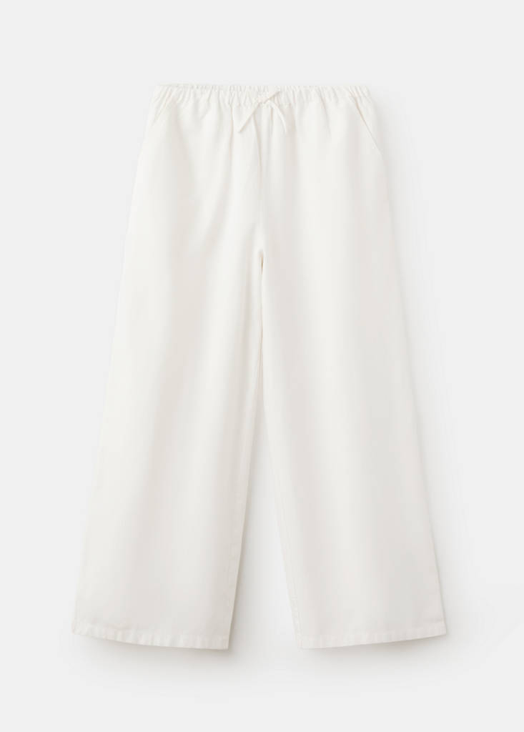 Straight-leg linen-cotton blend trousers — White
