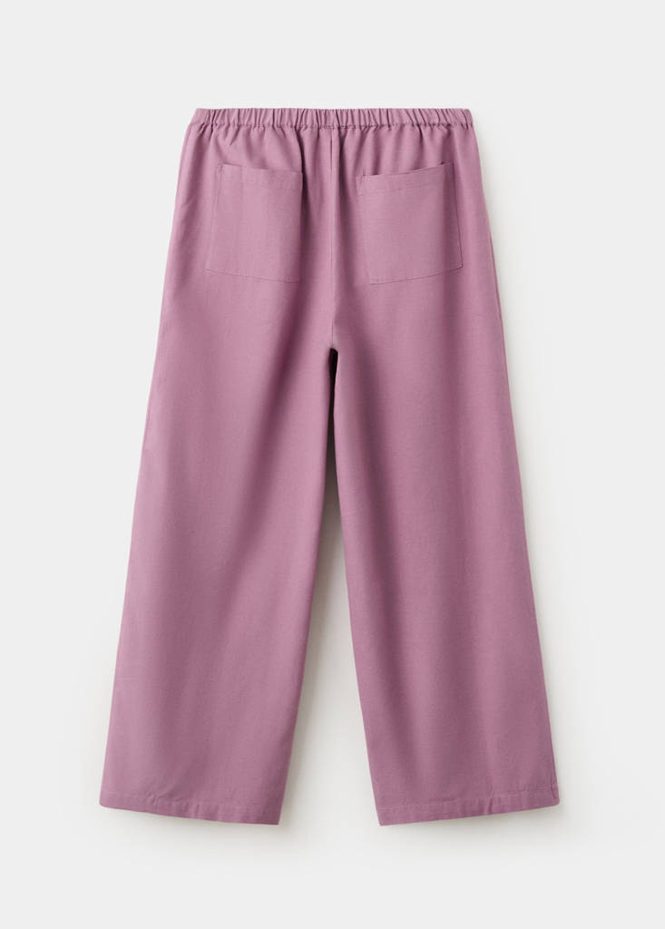 Straight-leg linen-cotton blend trousers — Light/Pastel Purple