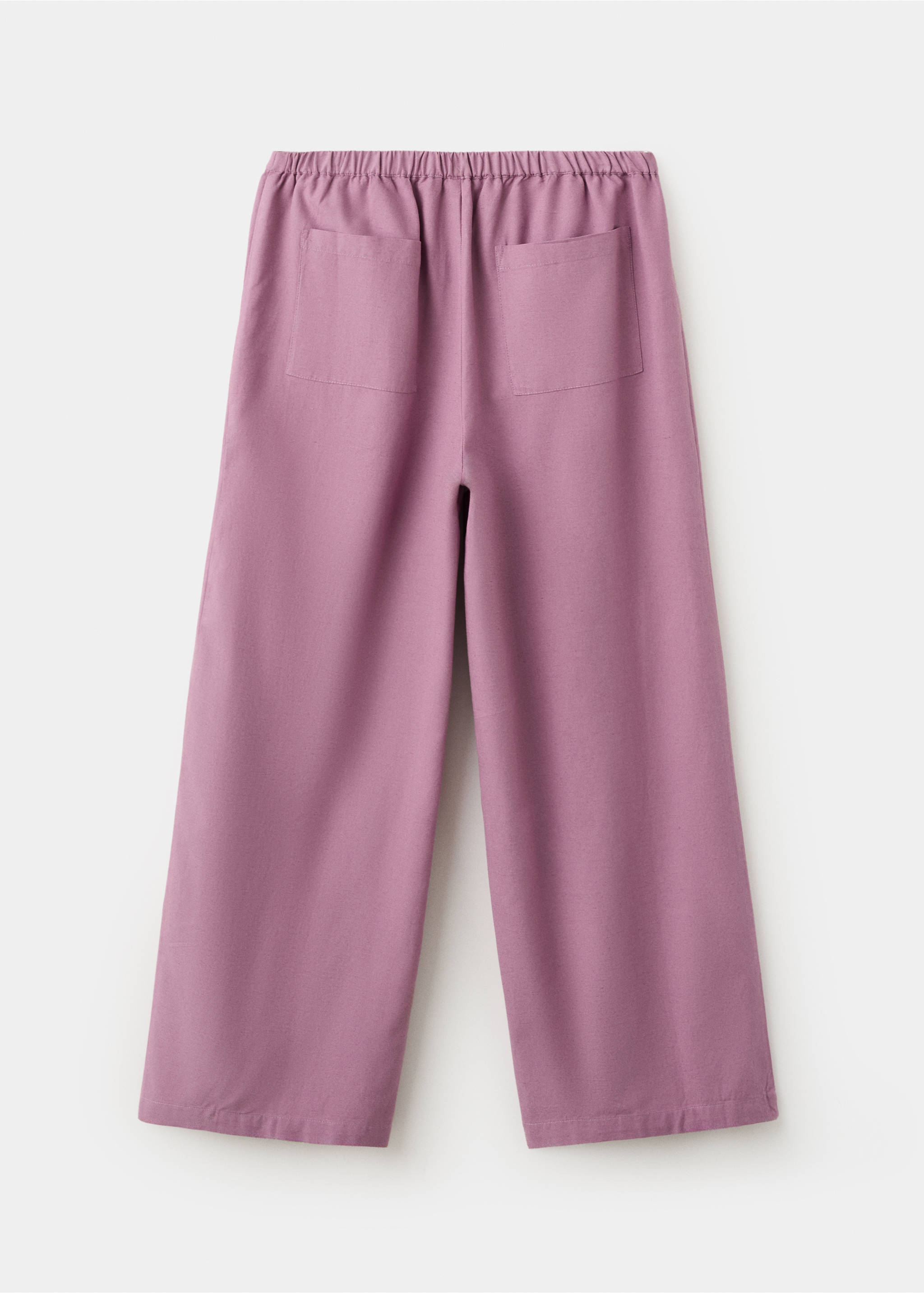 Straight-leg linen-cotton blend trousers - Reverse of the article, Light/Pastel Purple. Ref: 27077908-00.