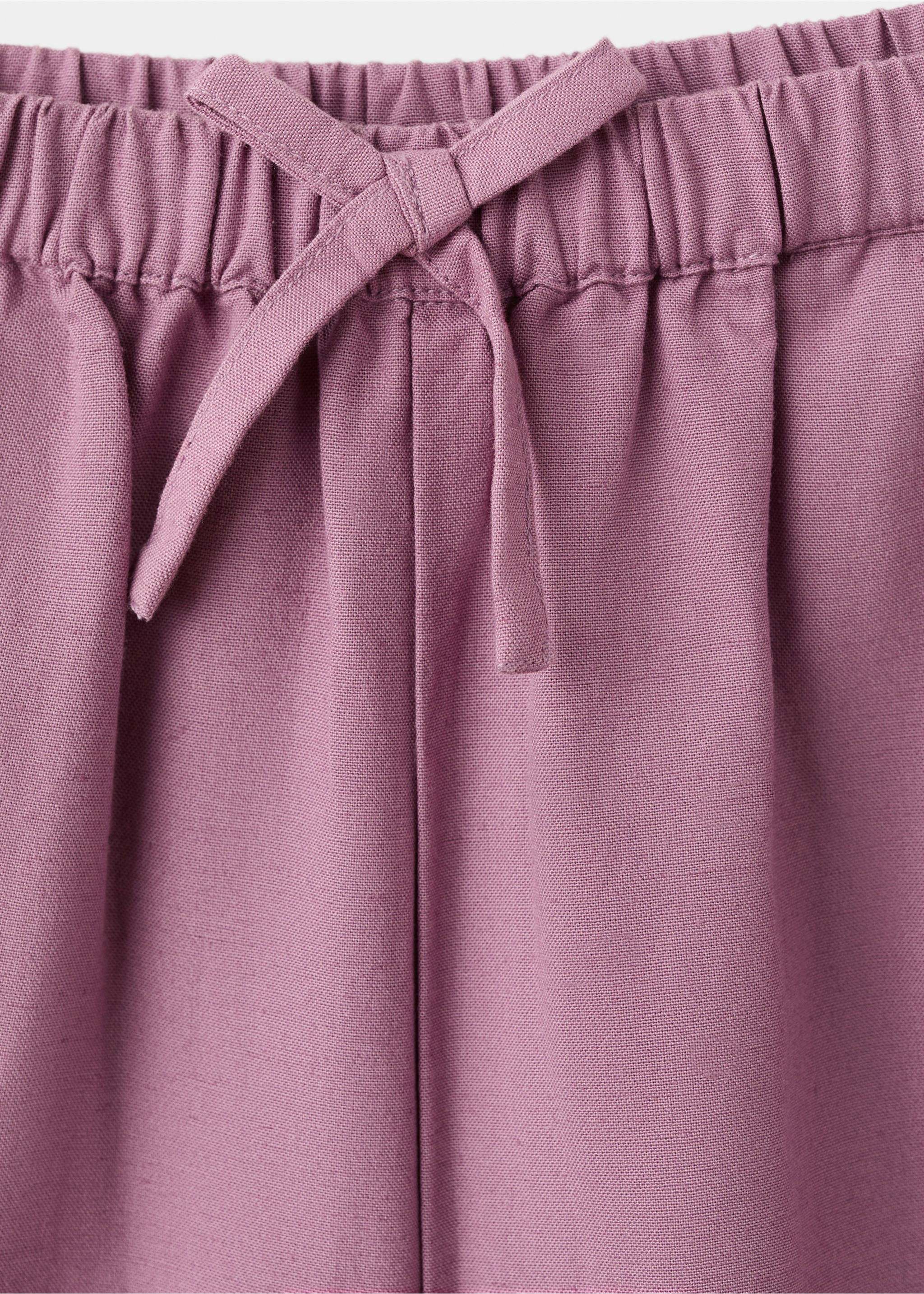 Straight-leg linen-cotton blend trousers - Details of the article 8, Light/Pastel Purple. Ref: 27077908-00.