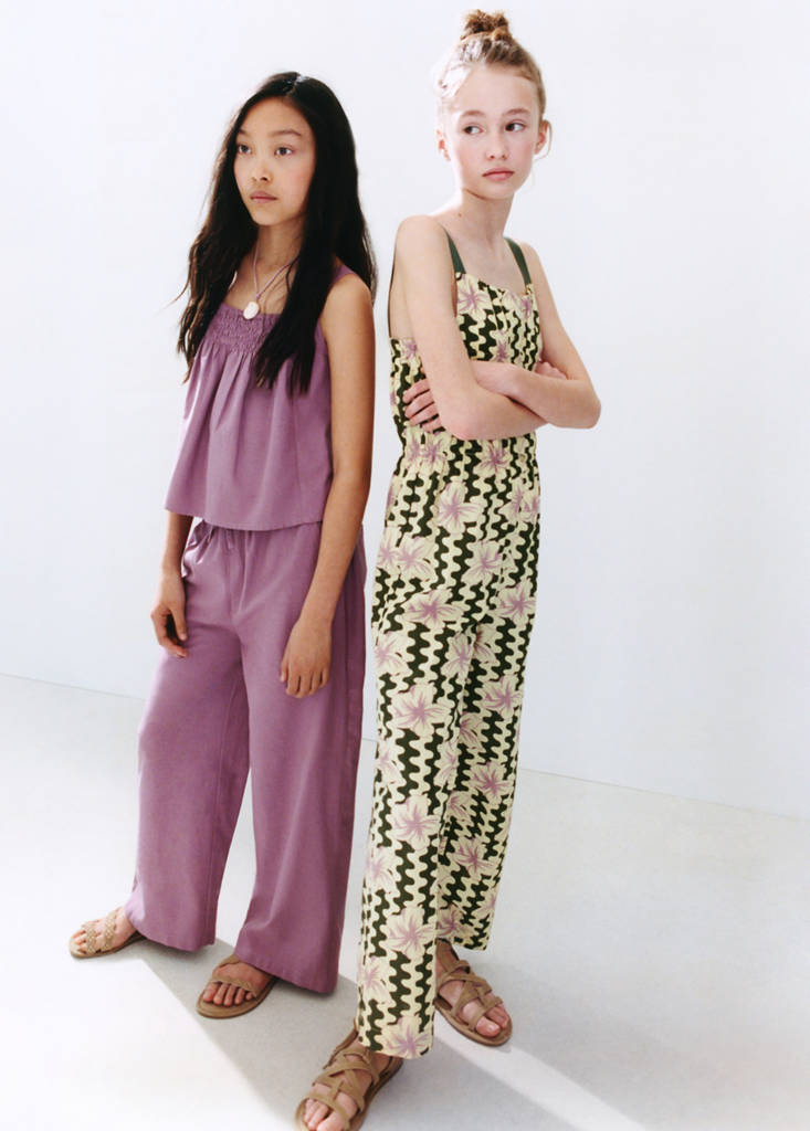 Straight-leg linen-cotton blend trousers — Light/Pastel Purple