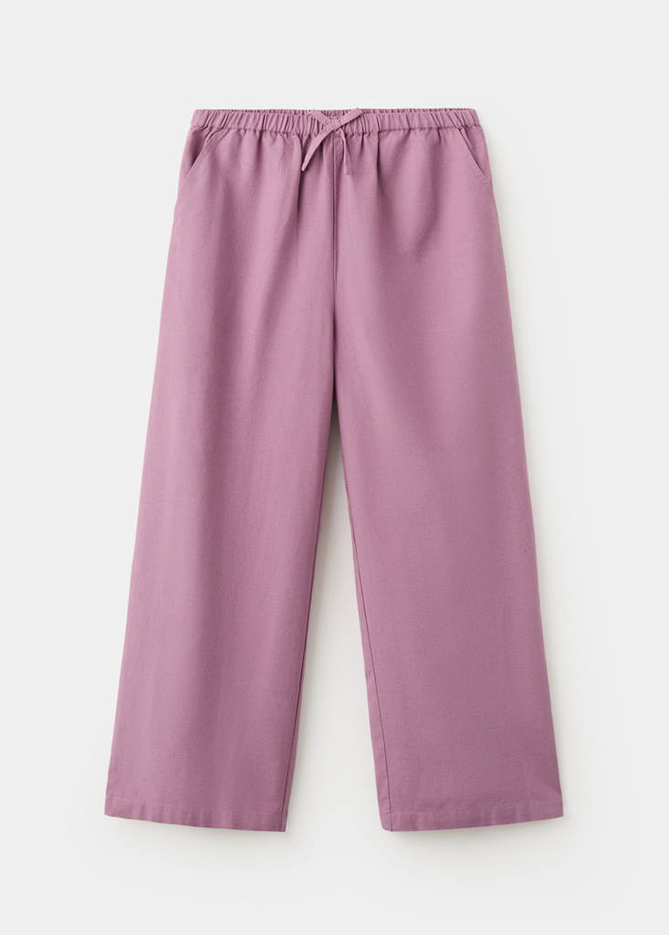 Straight-leg linen-cotton blend trousers — Light/Pastel Purple