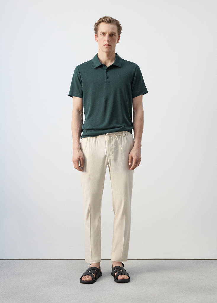 Fine-knit polo shirt — Dark Green