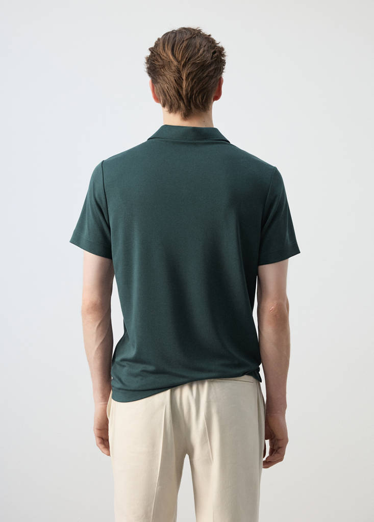 Fine-knit polo shirt — Dark Green