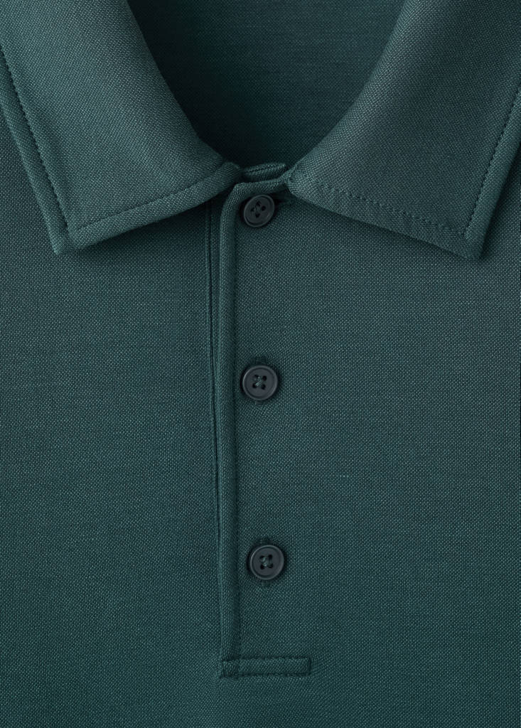 Fine-knit polo shirt — Dark Green