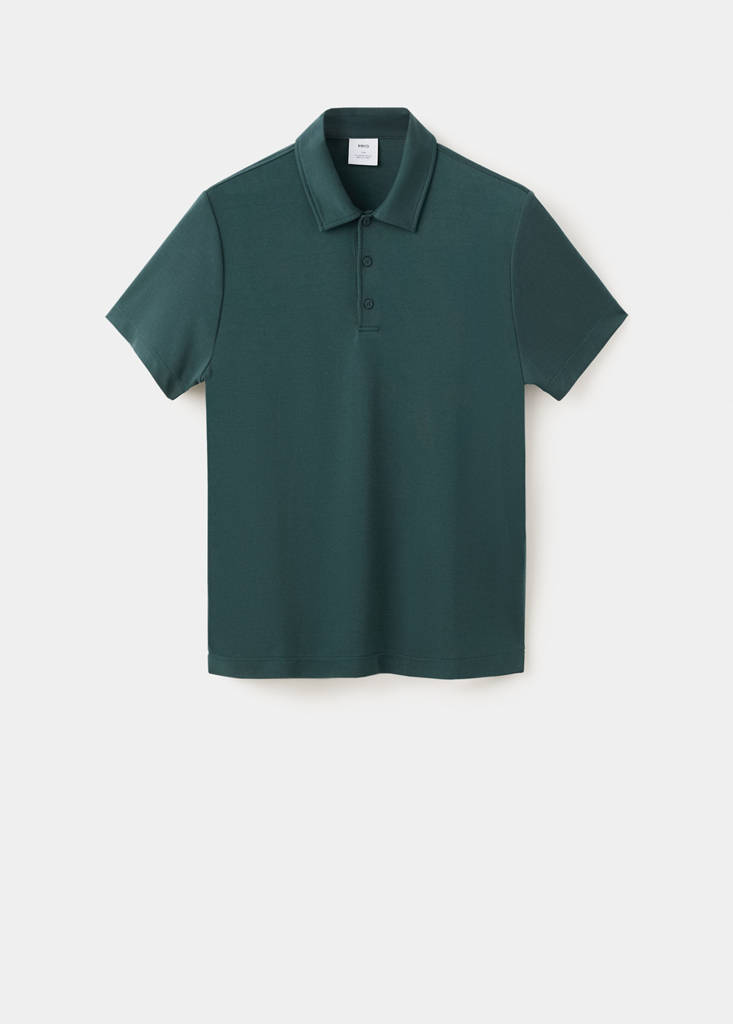 Fine-knit polo shirt — Dark Green